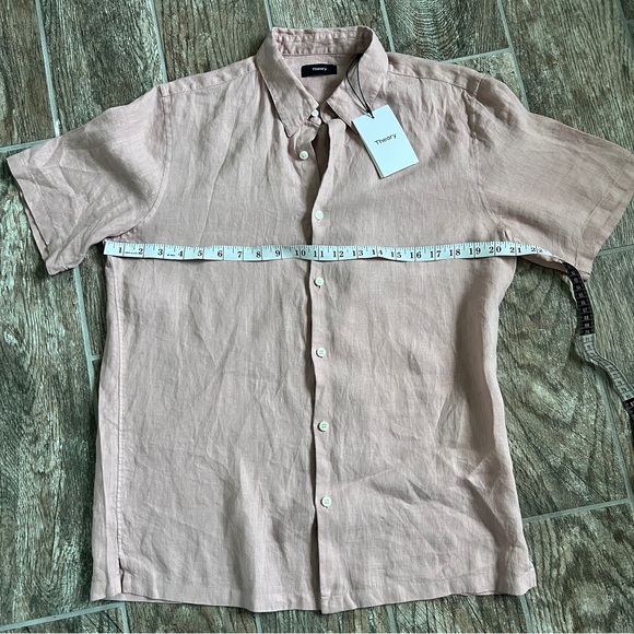NWT! Theory Irving Short Sleeve 100% Linen Shirt, Men’s Size M. Blush Color - Picture 8 of 8